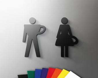 Cafe Acrylic Restroom Sign - Modern Minimalist 3D Toilet Door Decor - Self Adhesive