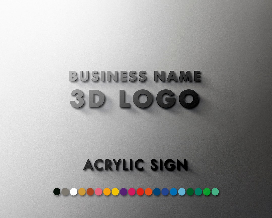 3D Acrylic Logo Wall Sign Standard Colours Custom Logo Laser Cut Wall Art Home and Office Etsy