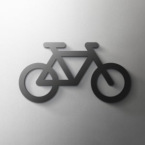 バイクアイコンドアウォールサイン - 3 mmアクリル、自転車、3D、モダン、ミニマル、収納ドアサイン - 自己粘着