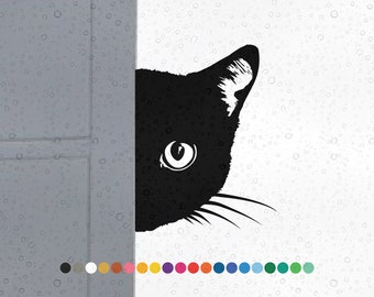 Black Cat Peeking - Car Styling Vinyl Car Sticker Decal Accessories Sticker Vinyl Decal Waterproof Window Decor Colour Gift Laptop Bike