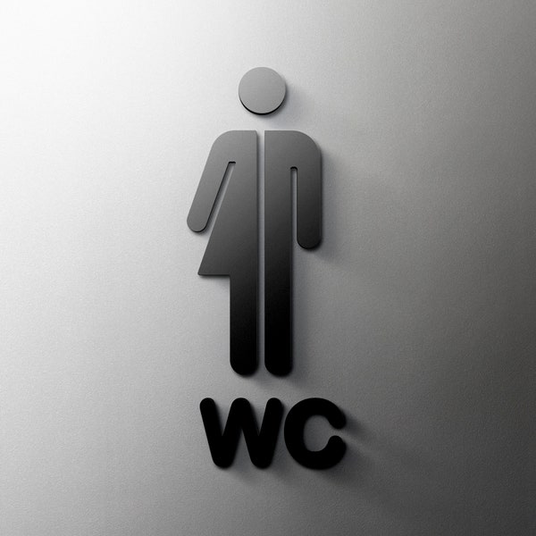Male & Female Gender-neutral Bathroom Sign - 3mm Acrylic Restroom, 3D, Toilet, Modern, Minimal, Restaurant, Hotel Door Sign - Self Adhesive
