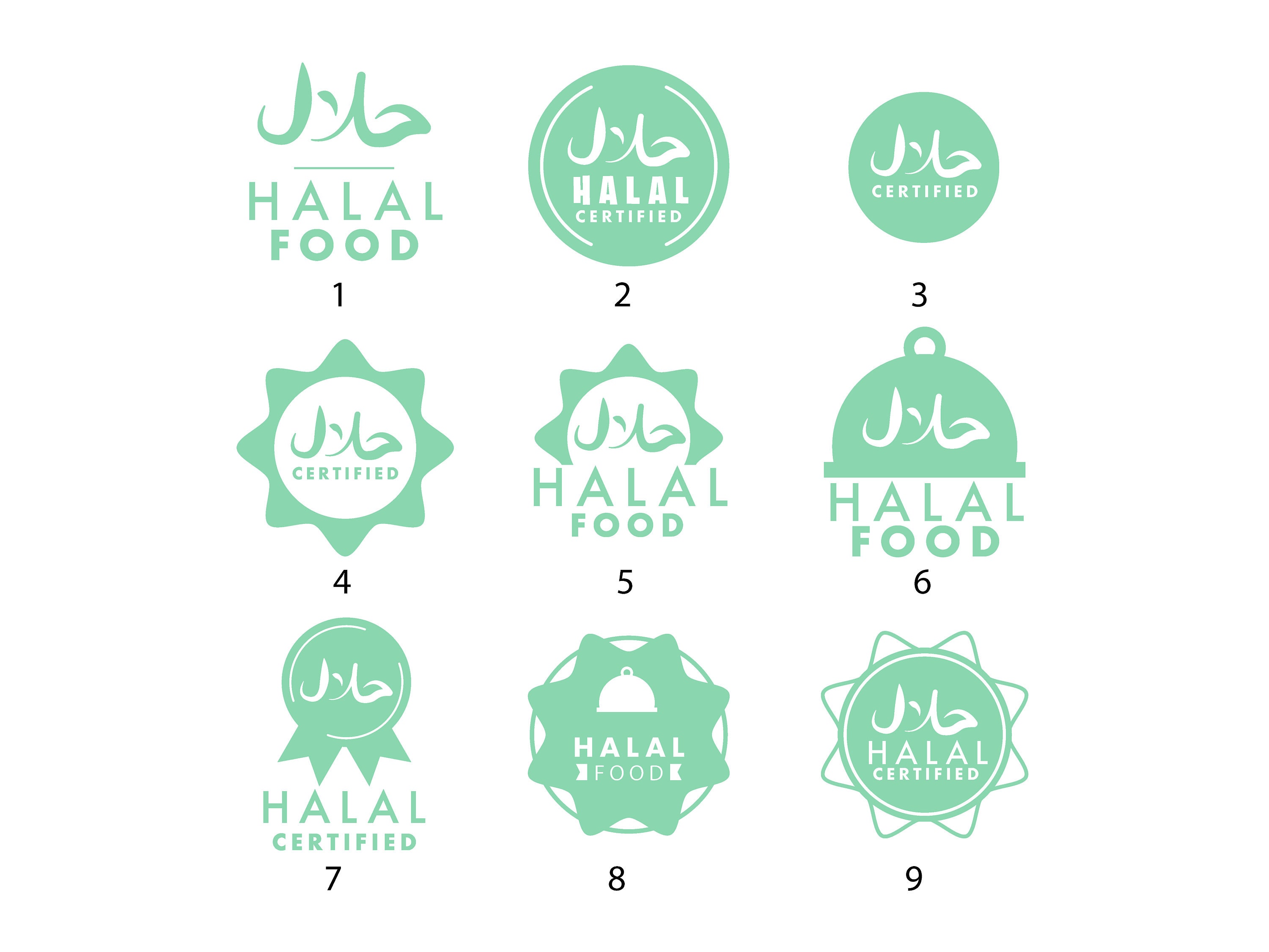 White Halal Sticker Halal Food Sticker Decal - Arabic Muslim Kitchen Food Shop Window ...