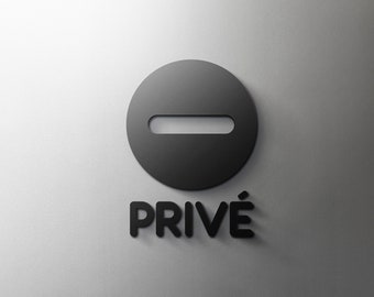 PRIVÉ (Eintritt verboten) Schild – 3 mm Acryl, Toilette, Salon, 3D, Toilette, modern, minimalistisch, Restaurant, Hoteltürschild – selbstklebend