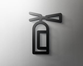 Brandsläckare väggskylt - 3 mm akryl toalett, salong, 3D, modern, minimal, restaurang, hotell dörrskylt - självhäftande