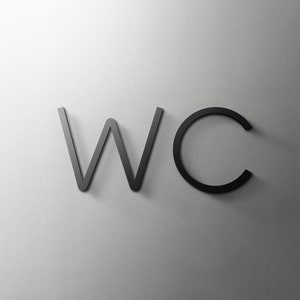 Símbolo de texto para letrero de baño WC, inodoro, baño, salón, acrílico de 3 mm, 3D, minimalista, restaurante, hotel, puerta, autoadhesivo