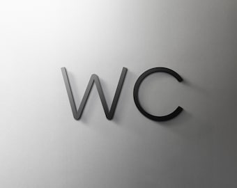 WC Toilet Bathroom Sign Symbol Text - 3mm Acrylic Restroom, Salon, 3D, Minimal, Restaurant, Hotel Door Sign - Self Adhesive