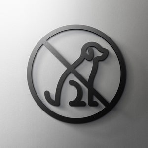 No Dogs Allowed Sign - 3mm Acrylic Restroom, Salon, 3D, Toilet, Modern, Minimal, Restaurant, Hotel Door Sign - Self Adhesive