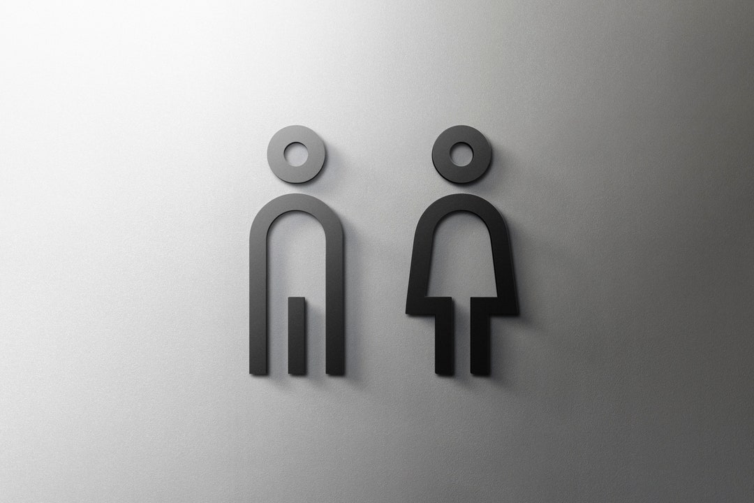 Male & Female Bathroom Sign - 3mm Acrylic Restroom, Salon, 3D, Toilet ...