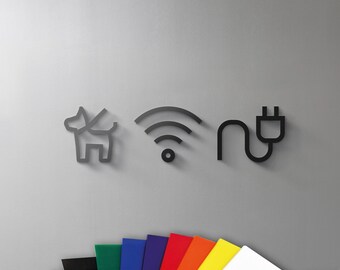 Shop Cafe Restaurant Acrylic Signs - Modern Minimalist 3D Toilet Door Decor - Self Adhesive