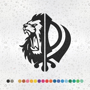 Khanda Iron Lion - Decal Sticker No Background Wall Car Singh, King Sikh symbol Sikhism Onkar India