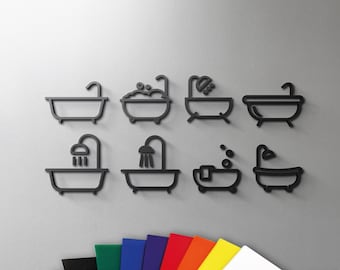 Bath Tub Sign - 3mm Acrylic Restroom, Salon, 3D, Toilet, Modern, Minimal, Restaurant, Hotel Door Sign - Self Adhesive