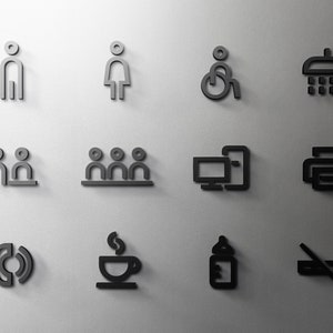 3D Acryl Schild - 3mm WC Toilette, Salon, Toilette, Modern, Minimal, Restaurant, Türschild - selbstklebend