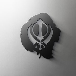Khanda icon Sign Symbol - 3mm Acrylic double-edged khanda (sword) Sign for door, wall or number plate - Self Adhesive