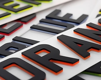 Pair of Colour Layered 4D Show Number Plate Stacked - Acrylic Custom License Car Name Plate