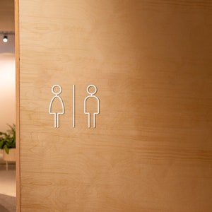 Plaque de salle de bain pour hommes, femmes et personnes handicapées 3 mm acrylique pour toilettes, 3D, toilettes, moderne, minimaliste, restaurant, plaque de porte d'hôtel auto-adhésive image 8