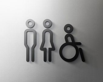 Panneau acrylique pour salle de bain pour hommes, femmes et handicapés - 3 mm Toilettes, 3D, Toilettes, Minimal, Restaurant, Panneau de porte d'hôtel - Autocollant