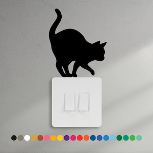 Cat Sneaking - Light Switch Stickers Wall Decor Window Cat Colour Vinyl Laptop Pet, 9cm Switch