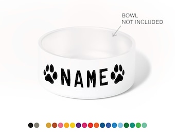 2x Adhesivos personalizados con nombre para cuenco de perro o gato, calcomanía decorativa para cachorro o gatito, vinilo de color para ventana, portátil, regalo para el hogar (cuenco no incluido)