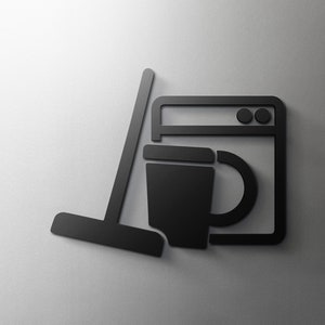 Wäschesymbol Utilties Türschild - 3mm Acryl, Utilties, 3D, Waschen, Modern, Minimal, Restaurant, Hotel Türschild - selbstklebend