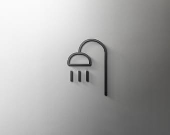 Minimal Shower Sign - Acrylic Restroom, Salon, 3D, Toilet, Modern, Minimal, Restaurant, Hotel Door Sign - Self Adhesive