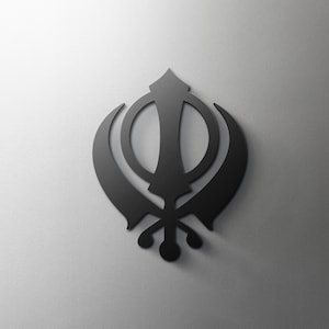 Khanda icon Sign Symbol - 3mm Acrylic double-edged khanda (sword) Sign for door, wall or number plate - Self Adhesive