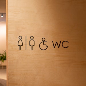 Plaque de salle de bain pour hommes, femmes et handicapés 3 mm acrylique pour toilettes, 3D, toilettes, moderne, minimaliste, restaurant, plaque de porte d'hôtel auto-adhésive image 5