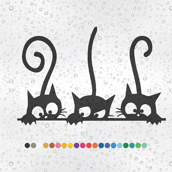 3 Cats Peeking - Car Styling Vinyl Sticker Decal Accessories Sticker Gift Waterproof Window Decor Colour Laptop Bike