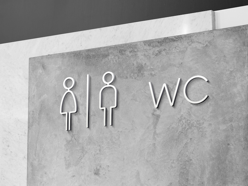 Plaque de salle de bain pour hommes, femmes et handicapés 3 mm acrylique pour toilettes, 3D, toilettes, moderne, minimaliste, restaurant, plaque de porte d'hôtel auto-adhésive image 3