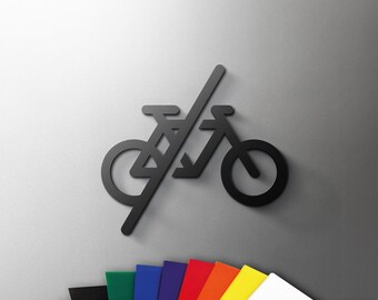 No Bike / Cycle Symbol Sign - 3mm Acrylic Laser-cut, 3D, Office, Studio, Lounge, Restaurant, Hotel Door Sign - Self Adhesive
