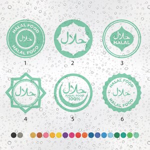White Halal Sticker Halal Food Sticker Decal - Arabic Muslim Kitchen Food Shop Window ...