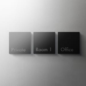 Square Text Sign - 3mm Acrylic Restroom, Cafe, Wayfinding 3D, Minimal, Restaurant, Hotel Door Sign - Self Adhesive