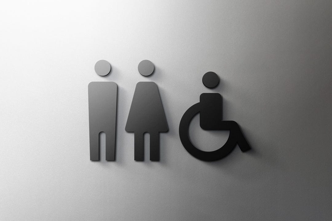 Modern Acrylic Restroom Sign: 3D Minimalist Design, Self Adhesive - Etsy