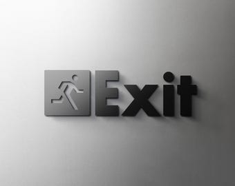 Bord met symbool uitgang - 3 mm acryl lasergesneden, 3D, thuis, studio, lounge, restaurant, hoteldeurbord - zelfklevend