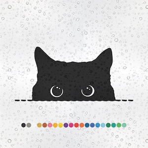 Black Cat Peeking - Car Styling Vinyl Car Sticker Decal Accessories Sticker Vinyl Decal Waterproof Window Decor Colour Gift Laptop Bike