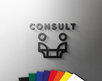 Consult Room Sign – Modern acrylic laser-cut door symbol without background  (Self Adhesive)