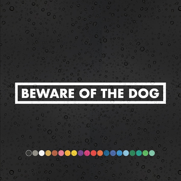 2 x Beware Of The Dog - Aufkleber Vinyl Aufkleber Wasserfest Zubehör Fenster Haustier Warnfarbe Geschenk Tür Briefkasten Päckchen Geschenk