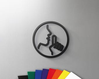 Silence Quiet Sign - 3mm Acrylic Restroom, 3D, Library, Modern, Minimal, Restaurant, Hotel Door Sign - Self Adhesive