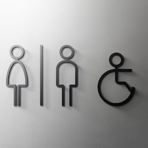 Badkamerbord voor mannen, vrouwen en gehandicapten - 3 mm acryl toilet, 3D, toilet, modern, minimaal, restaurant, hoteldeurbord - zelfklevend