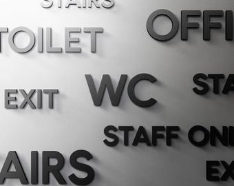 Custom Text Sign - 3mm Acrylic Restroom, Salon, 3D, Toilet, Modern, Minimal, Restaurant, Hotel Door Sign - Self Adhesive