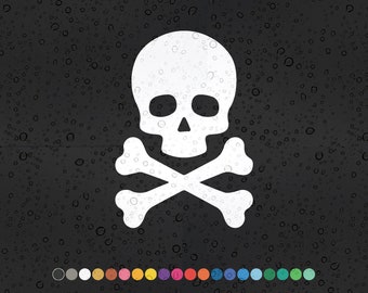 2 x Skull and Cross Bones Sticker Decal Car Window Colour Motorbike Ride Dead's Head Skeleton