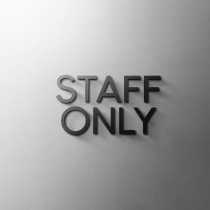 ENDAST FÖR PERSONAL Skylt - 3 mm akrylskylt, 3D, Toalett, Modern, Minimal, Restaurang, Hotelldörrskylt - Självhäftande