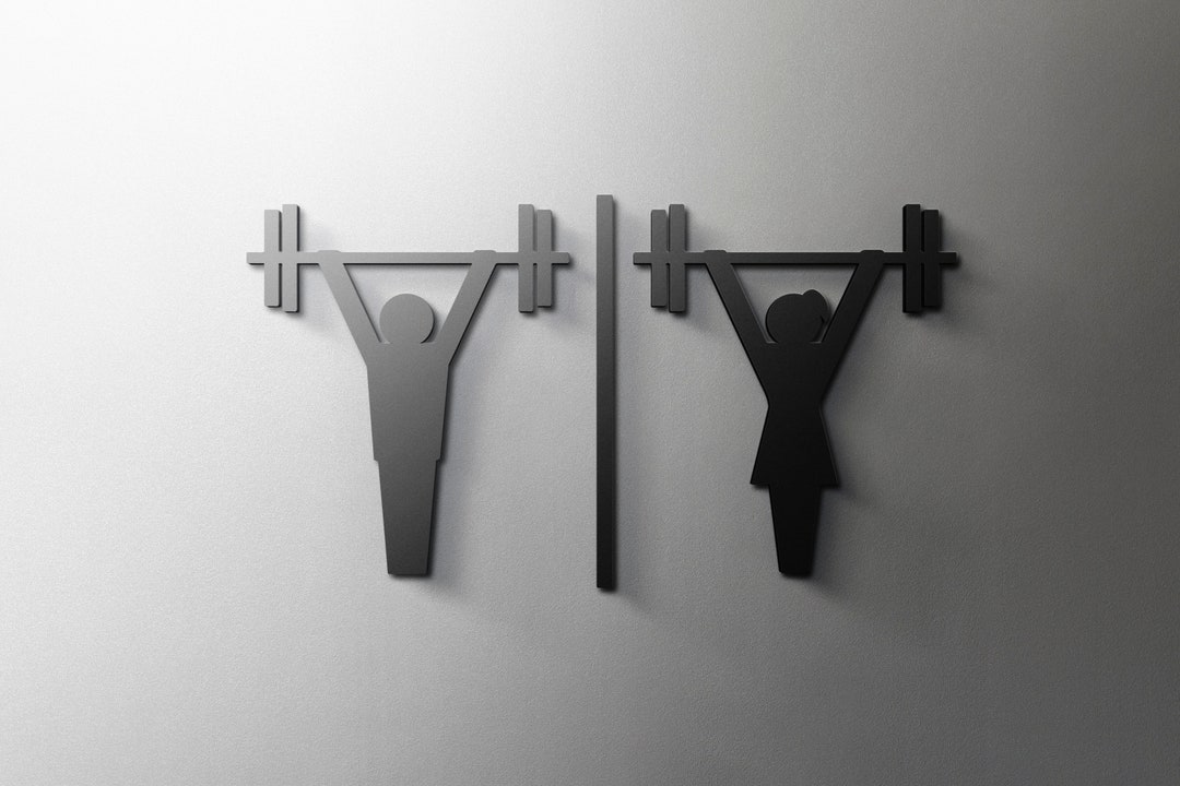 Male and Female Gym Bathroom Sign - 3mm Acrylic Restroom, 3D, Toilet ...