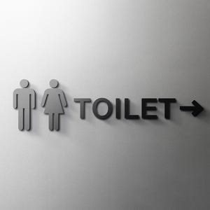Toilet Sign Male & Female - Acrylic Restroom, 3D, Shop, Modern, Minimal, Restaurant, Door Sign - Self Adhesive