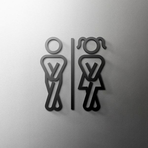 Male & Female Bathroom Sign - 3mm Acrylic Restroom, Salon, 3D, Toilet, Modern, Minimal, Restaurant, Hotel Door Sign - Self Adhesive