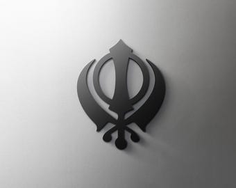 Khanda icon Sign Symbol - 3mm Acrylic for door, wall or number plate - Self Adhesive