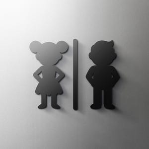 Targhette Bagno Donna/Uomo In Alluminio Nero - 180x100mm, Adesive Per Porte - Foto 6