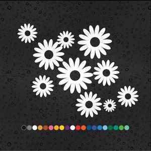 10 x Daisy Sticker Car Styling Window Decal Colore Vinyl Laptop Skateboard Bike