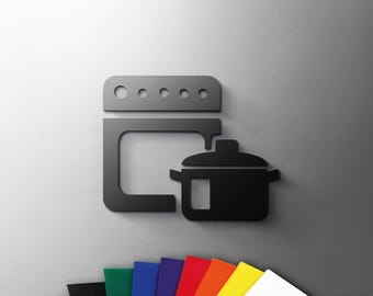 Kitchen Sign - 3mm Acrylic Restroom, Cafe, Wayfinding 3D, Minimal, Restaurant, Hotel Door Sign - Self Adhesive