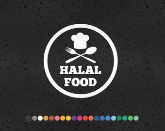 2-Pack 100% Halal Food Vinyl Stickers – 110mm X 110mm – Waterproof For Takeaway & Restaurants