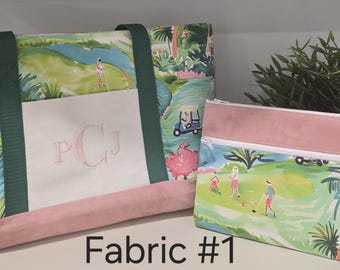 Tropical Golf Custom Tote  and Zippered Clutch Bag